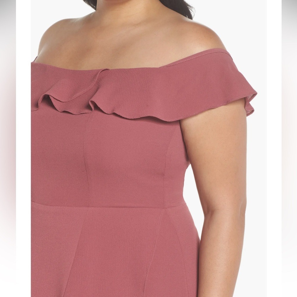 City Chic Dusty Rose Off Shoulder Midi Dress 16W Wedding Guest Bridesmaid - Picture 3 of 6